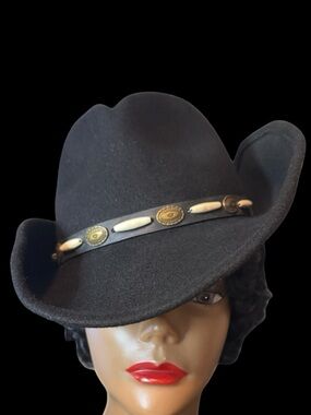 Vintage Black Wool Scala Western Hat